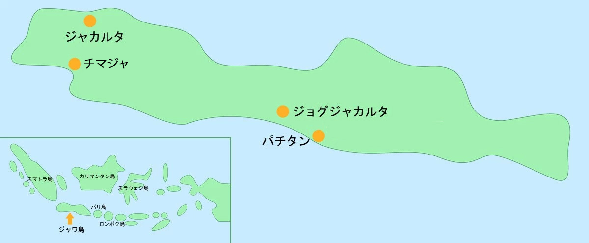 ジャワ島の地図